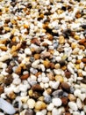 Closeup on multicolor gravel texture and background