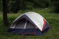 Closeup multicolored touristic tent