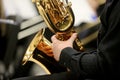 Closeup of Musician Playing Baritone Saxophone