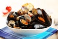 Salad with mussels and clams with tomato sauce