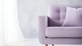 Closeup of muted pastel lilac lounge chair. Modern minimalist home living room interior. materials for furniture