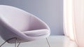 Closeup of muted pastel lilac lounge chair. Modern minimalist home living room interior. materials for furniture