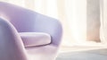 Closeup of muted pastel lilac lounge chair. Modern minimalist home living room interior. materials for furniture