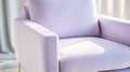 Closeup of muted pastel lilac lounge chair. Modern minimalist home living room interior. materials for furniture