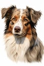 Closeup of a Mystic Colored Aussie Dog\'s Face