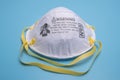 Closeup of N95 respirator. This respirator filter out at least 95% airborne particle including bacteria and virus