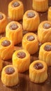 Closeup Nastar Gulung, delightful pineapple tarts for festive occasions.