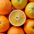 Closeup of natural oranges, vibrant citrus fruit Closeup