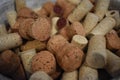 Closeup of natural wine cork stoppers pile Royalty Free Stock Photo