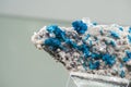 Closeup of naturally occurring rare blue crystalline ore