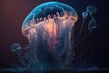 Closeup of neon medusa jellyfish in ocean Royalty Free Stock Photo