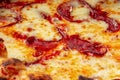 Closeup on neapolitan fresh baked pepperoni pizza