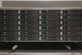 Closeup network storage hard drive in datacenter