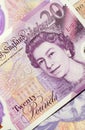 New UK Twenty Pound Notes Royalty Free Stock Photo