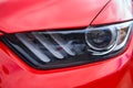Closeup of new projector headlight on the car Royalty Free Stock Photo