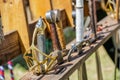 Arsenal of swords in a medieval fair Royalty Free Stock Photo