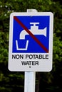 Closeup of a non potable water sign Royalty Free Stock Photo