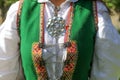 Closeup of the Norwegian folk costume, the bunad. Royalty Free Stock Photo