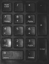 Closeup number keyboard of desktop for backgrounds or textures. keyboard with focus on the enter button in black and white Royalty Free Stock Photo