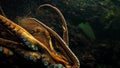 Closeup of octopus swimming with its tentacles. Royalty Free Stock Photo