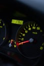 Closeup of the odometer and speedometer of the car dashboard Royalty Free Stock Photo