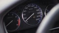 Closeup of the odometer and speedometer of the car dashboard Royalty Free Stock Photo