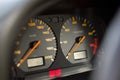 Closeup of the odometer and speedometer of the car dashboard Royalty Free Stock Photo