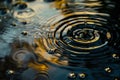 closeup of oil drops creating ripples in water Royalty Free Stock Photo