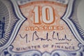 Closeup of old arab republic of Egypt 10 Piastres currency banknote from 1996 - 1999 Royalty Free Stock Photo