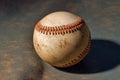 Closeup of old baseball with red stitching for background illustration generative ai Royalty Free Stock Photo