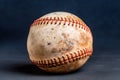 Closeup of old baseball with red stitching for background illustration generative ai Royalty Free Stock Photo