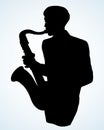 A man plays the saxophone. Vector drawing Royalty Free Stock Photo