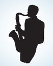 A man plays the saxophone. Vector drawing Royalty Free Stock Photo