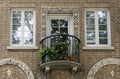 Closeup of old building balcony