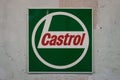 Closeup of an old Castrol lubricating oils sign in an old workshop