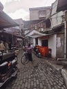 closeup of an old chinese alley in Wuhan city china