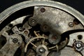 Closeup of old clock mechanism, background for vintage design Royalty Free Stock Photo