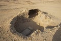 Old military bunker abandoned in remote african desert Royalty Free Stock Photo