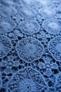Closeup of old fashioned blue cotton lace