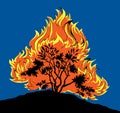 Burning bush. Vector drawing icon