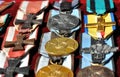 Closeup of old medals Royalty Free Stock Photo