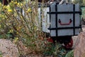 Closeup of an old mine cart filled with rocks found outside of a mine Royalty Free Stock Photo