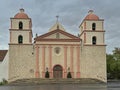 Closeup of Old Mission church front facade Santa Barbara, CA, USA Royalty Free Stock Photo