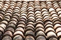 Closeup of old red clay roof tiles Royalty Free Stock Photo