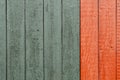 Closeup of old red and green wood planks texture background Royalty Free Stock Photo