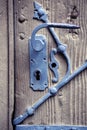 Closeup of old rustic door handle Royalty Free Stock Photo
