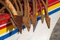 Closeup of old rusty anchors  on a boat Royalty Free Stock Photo