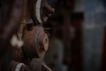 Closeup of old rusty brake discs