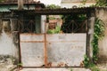 Closeup of an old rusty gate of a modest house Royalty Free Stock Photo