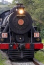 Closeup of old steam locomotive front view Royalty Free Stock Photo